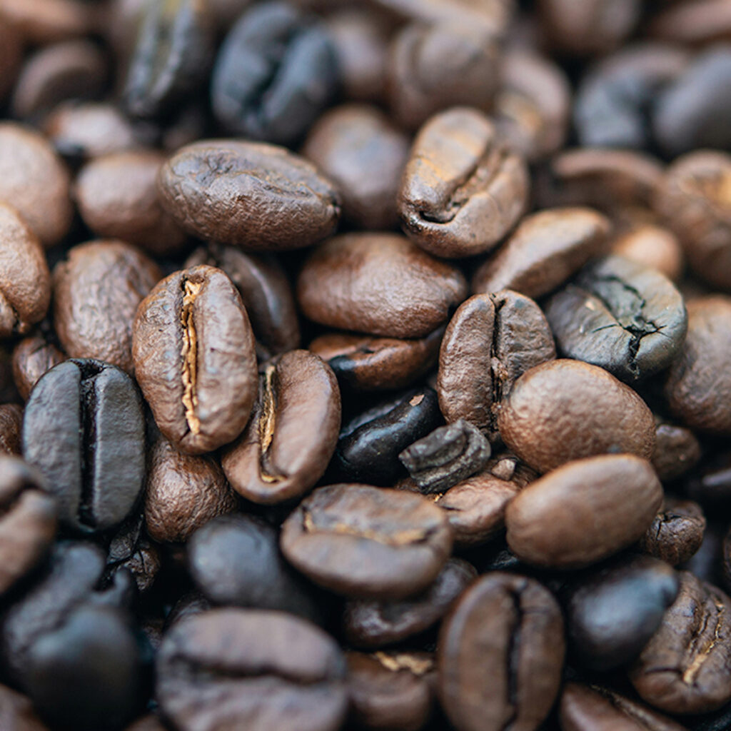 coffee beans of varying degrees of lightness
