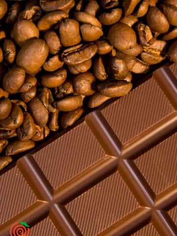collage of coffee beans and chocolate
