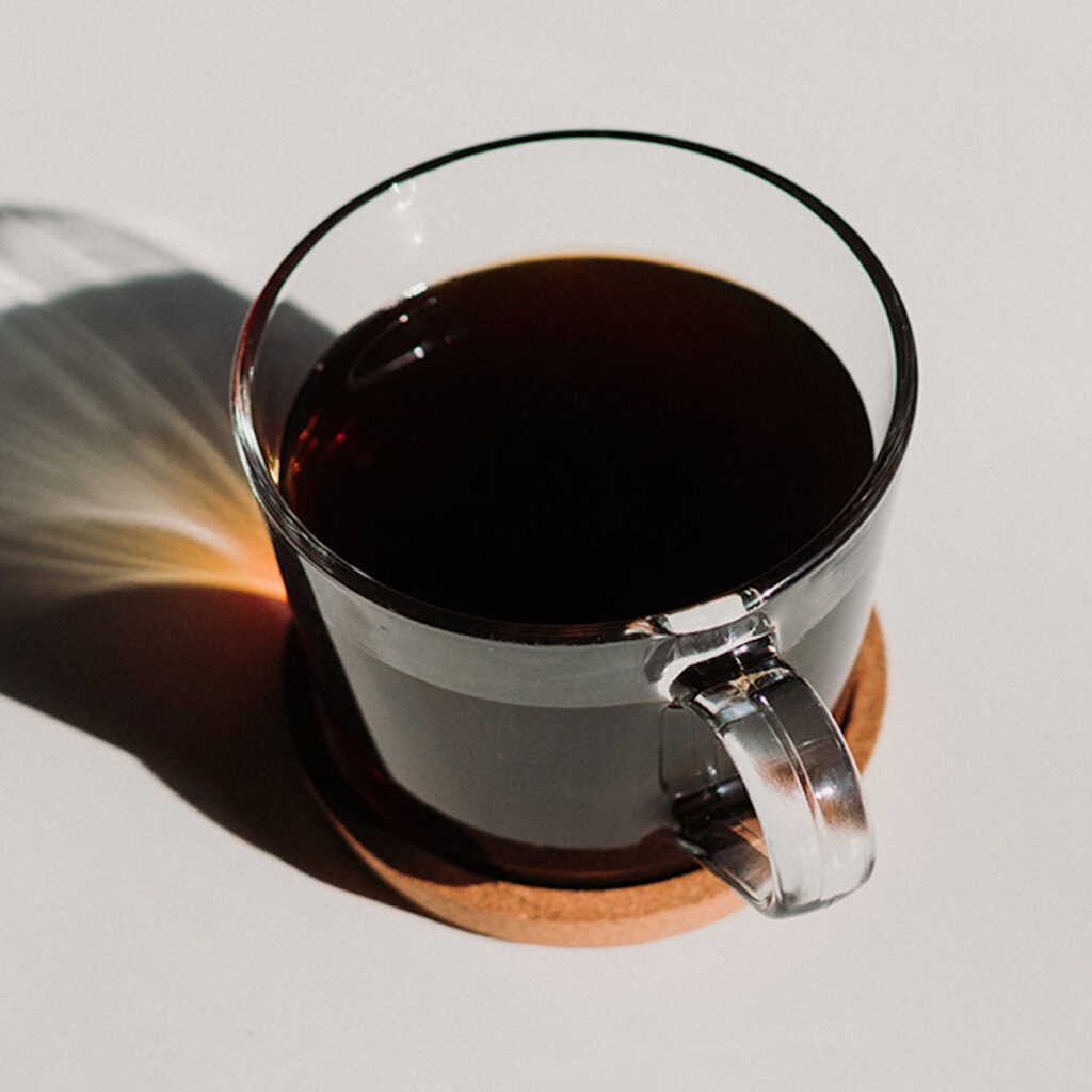 cup of coffee in a glass mug
