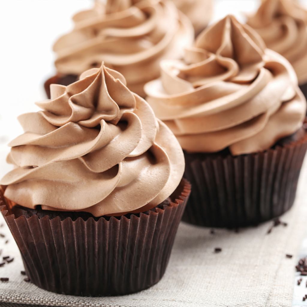 chocolate cupcakes with swirled chocolate frosting