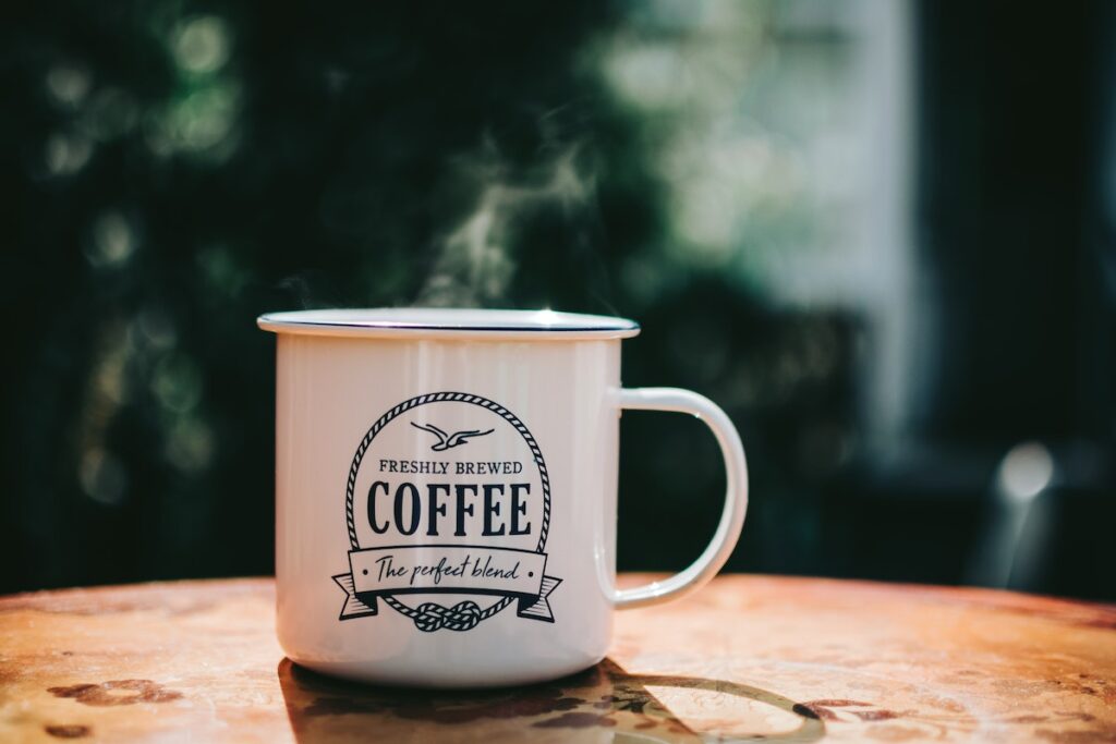 coffee mug with 'coffee' text on it