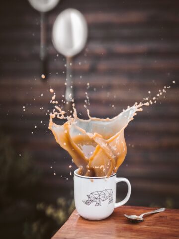 coffee splashing out of mug