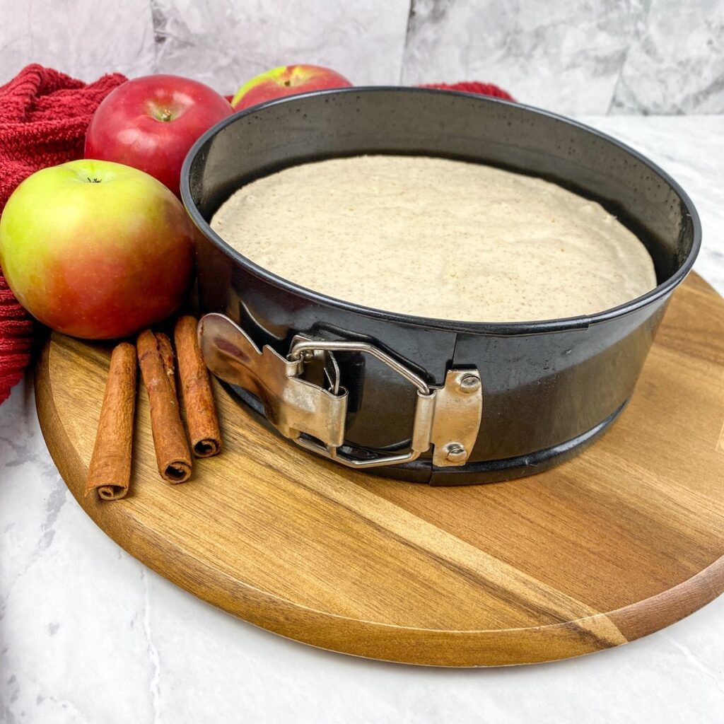 Instant pot apple cinnamon cheesecake in the springform pan