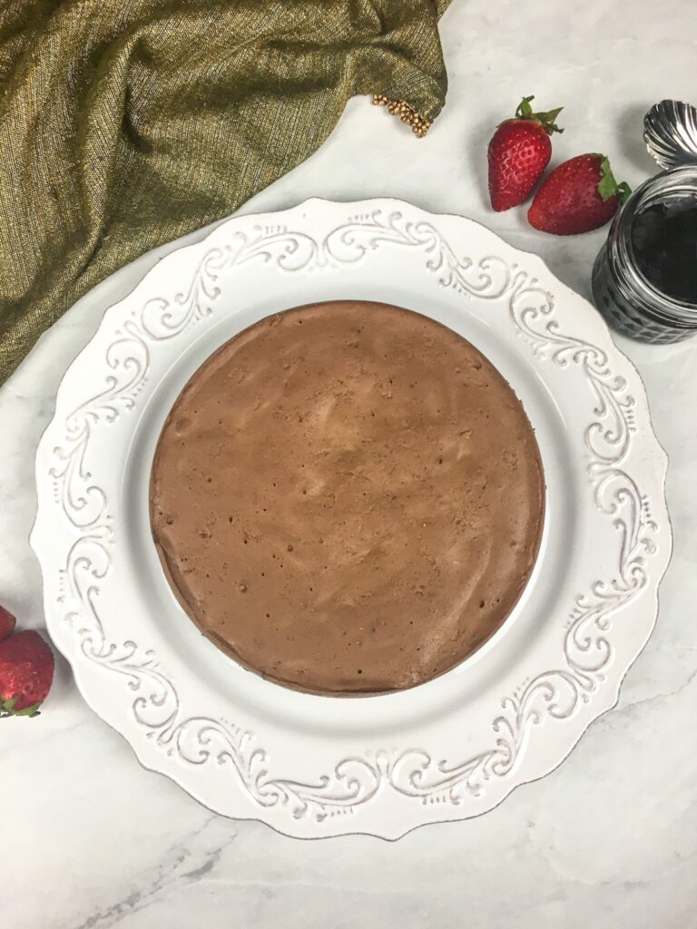 top view Instant Pot Chocolate Cheesecake from Flavor Portal recipe without toppings