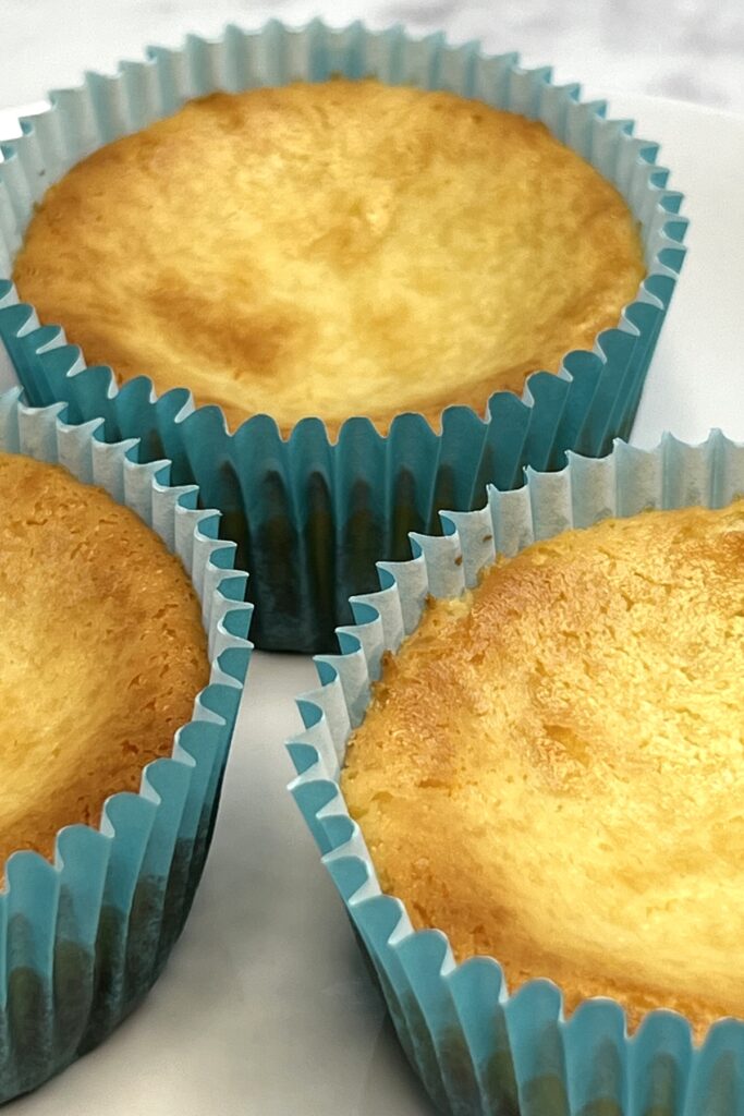 cheesecake tarts in blue cupcake liners