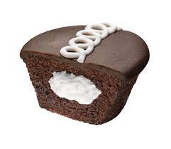 Hostess cupcake cut to show creme filled center