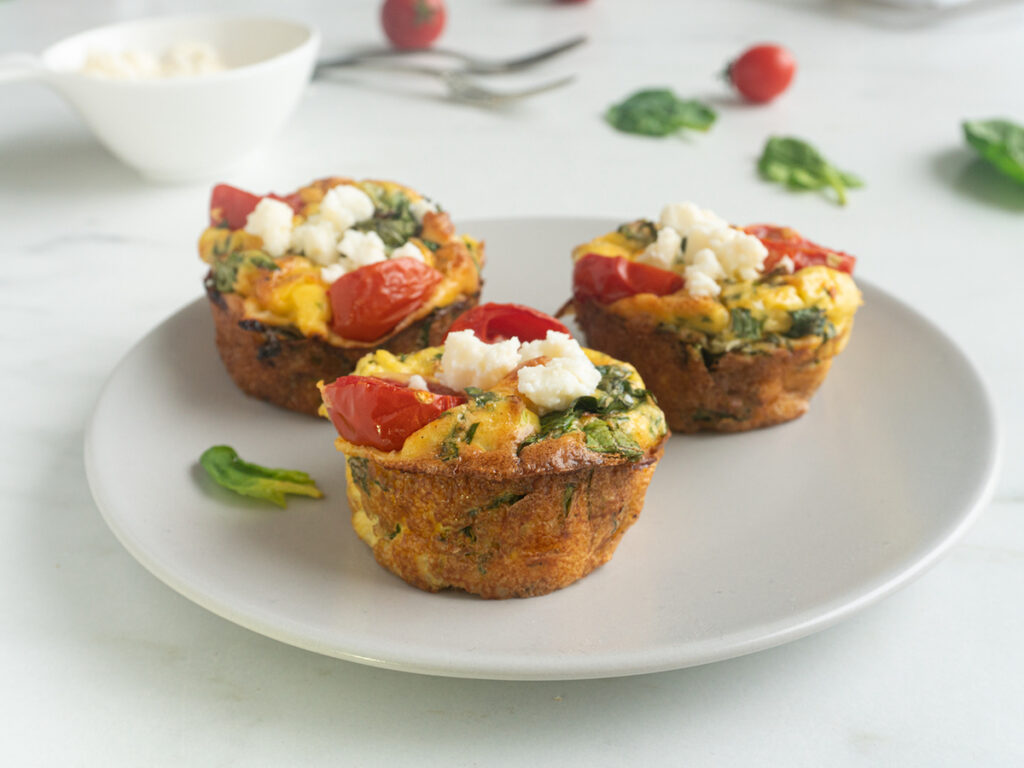 keto spinach feta egg muffins from Flavor Portal recipe on a plate