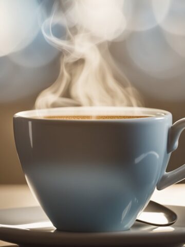 steaming cup of espresso in a white cup